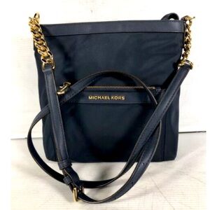 MICHAEL KORS MORGAN BLACK NYLON CROSSBODY MESSENGER HANDBAG
